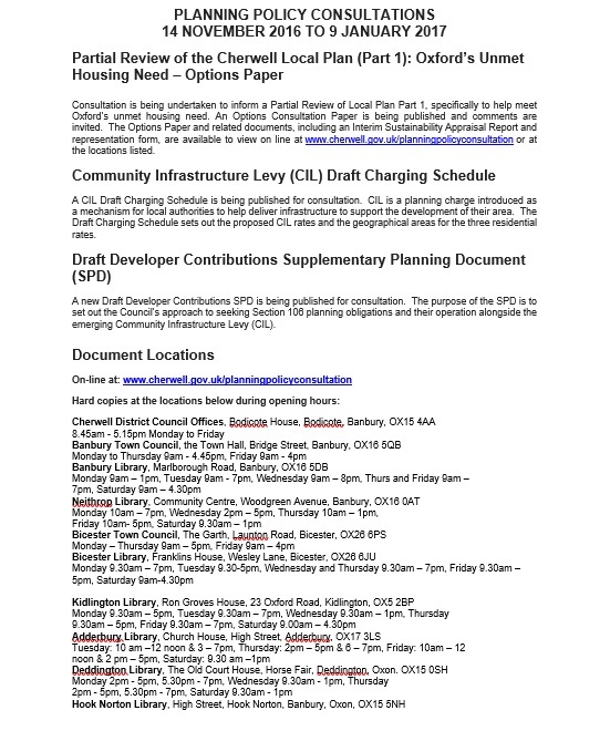 Plan for policy consultations November 2016 - January 2017