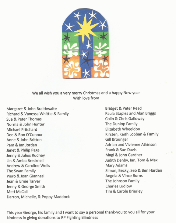 A thank you to everybody who donated to Fighting Blindness