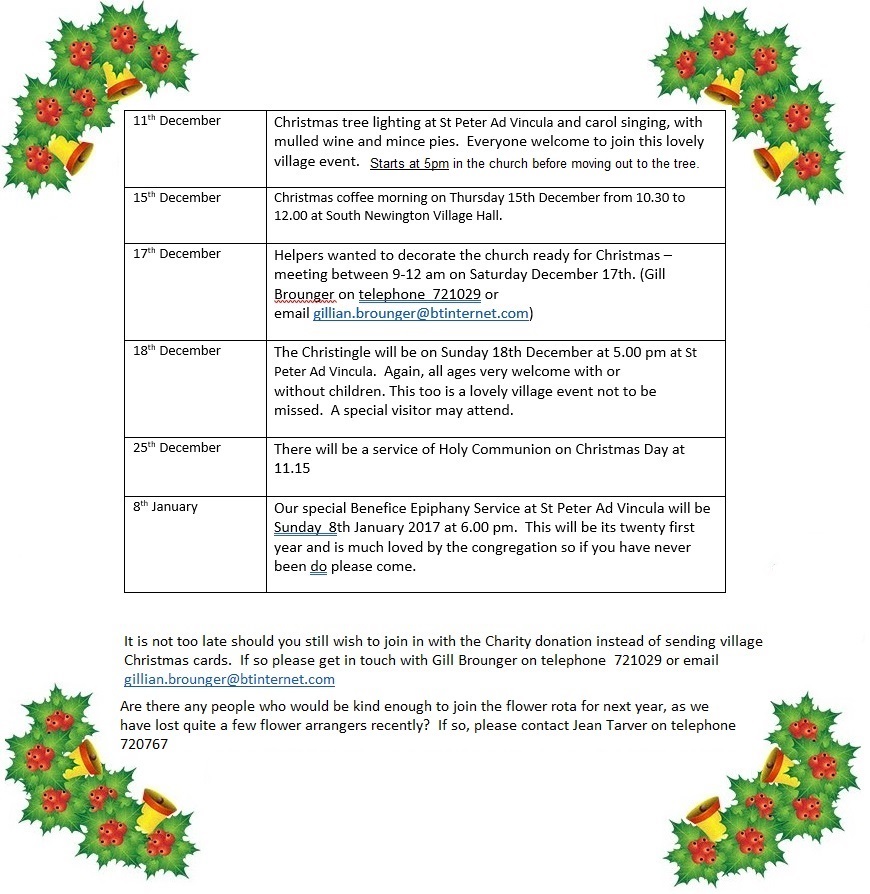 List of church events, December 2016