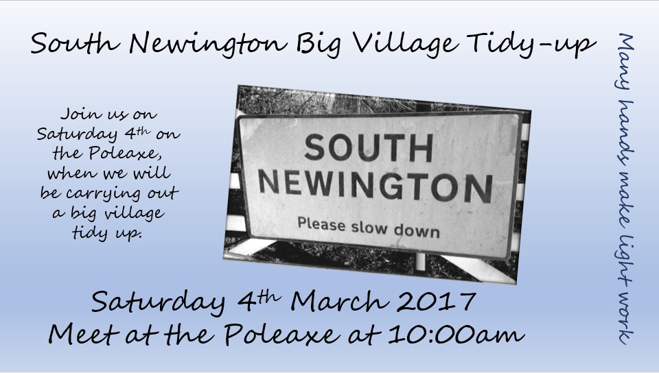 Poster for South Newington Village tidy-up March 2017