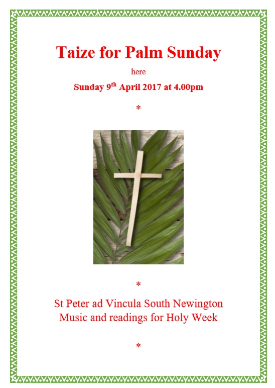 Poster for Palm Sunday April 2017