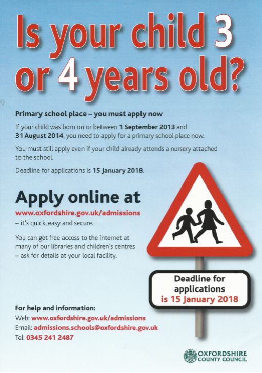 Poster for primary school applications, 2017