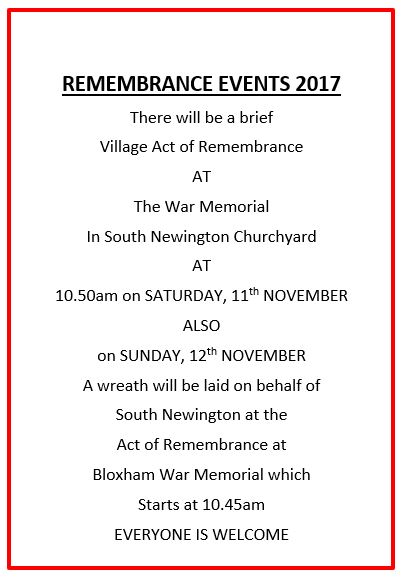 Rememberance events, November 2017
