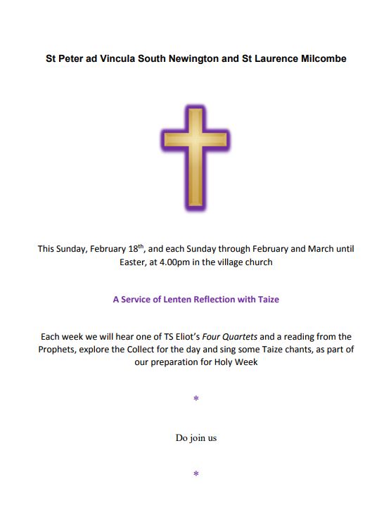 Poster for church service in February 2018