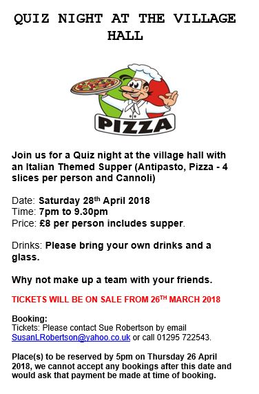 Poster for Quiz Night, March 2018