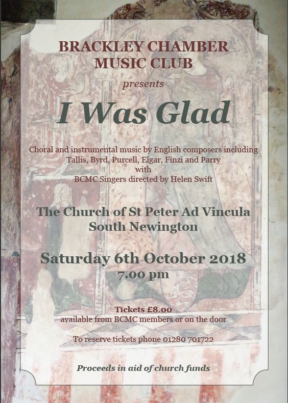 Poster for Brackley Chamber Music club - October 2018