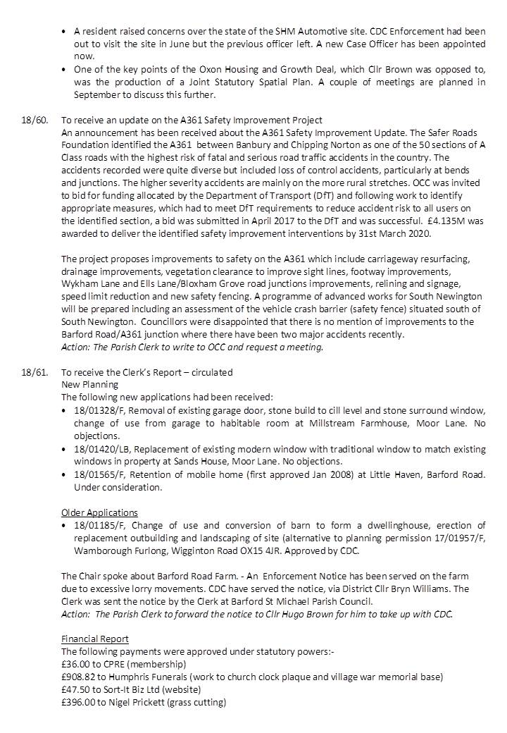Minutes for parish meeting in November 2018