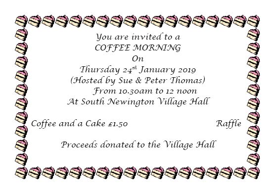 A poster advertising a coffee morning in January 2019.