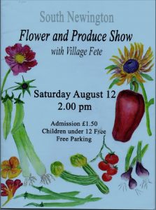 Poster detailing Flower and Produce show in August 2019.