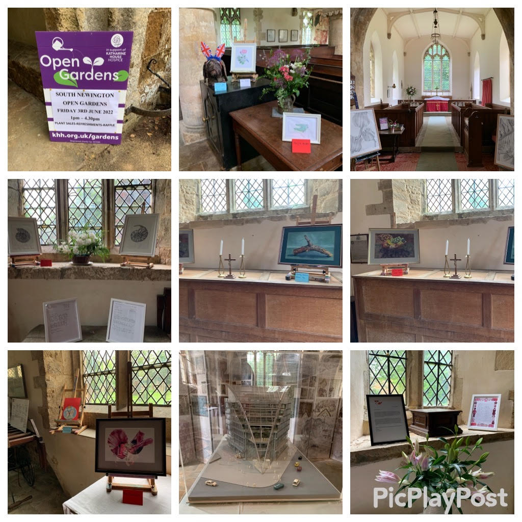 Images of Art for Queens Platinum Jubilee Art Exhibiton in Church