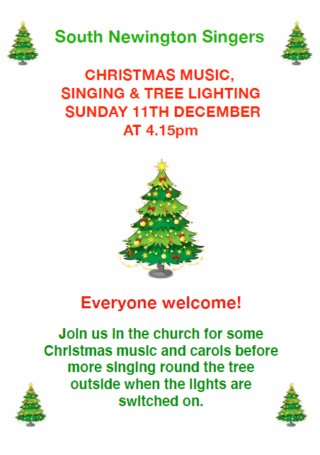 Poster for Carols and Christmas Tree Lighting on Sunday 11th December 2022 @ 4.15pm